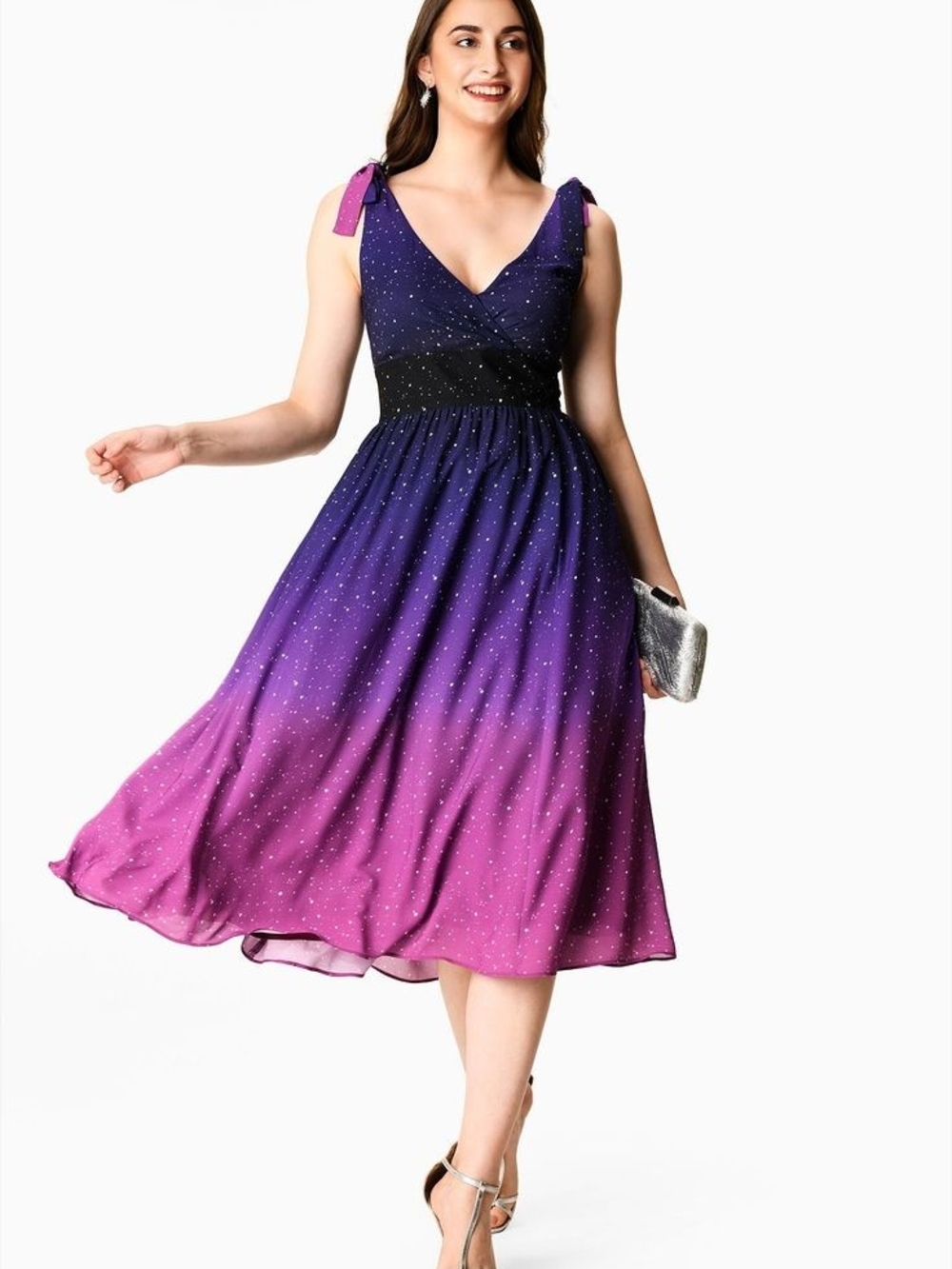eshakti Celestial Star Ombre Sleeveless Dress